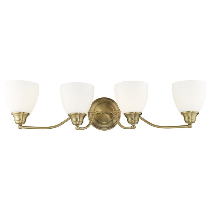 Livex Lighting 13674-01 Four Light Bath Vanity, Antique Brass