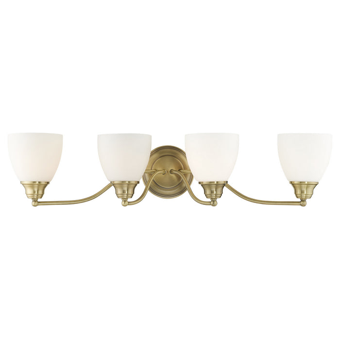 Livex Lighting 13674-01 Four Light Bath Vanity, Antique Brass