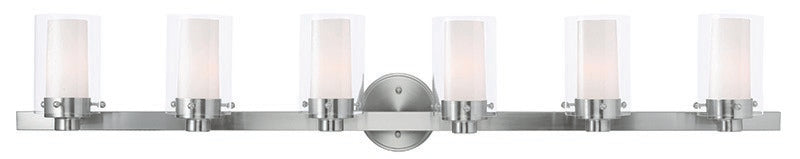 Livex Lighting 15456-91 Six Light Bath Vanity, Brushed Nickel