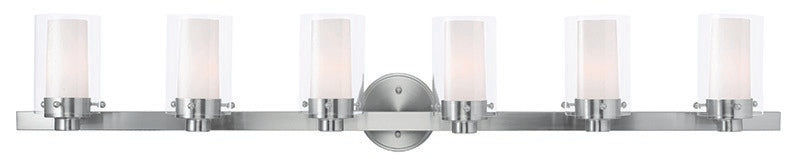 Livex Lighting 15456-91 Six Light Bath Vanity, Brushed Nickel