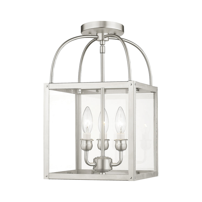 Livex Lighting 4037-91 Three Light Mini Pendant/Ceiling Mount, Brushed Nickel