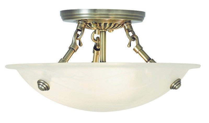 Livex Lighting 4272-01 Three Light Ceiling Mount, Antique Brass