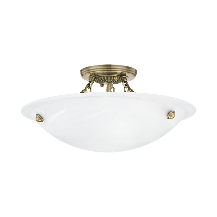 Livex Lighting 4273-01 Three Light Ceiling Mount, Antique Brass