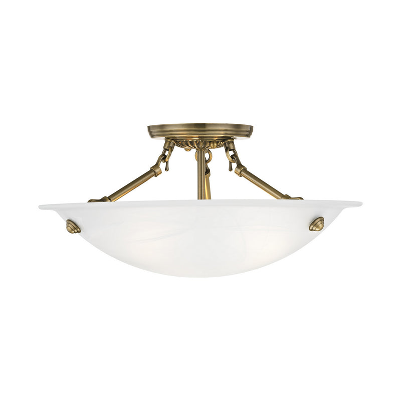 Livex Lighting 4273-01 Three Light Ceiling Mount, Antique Brass