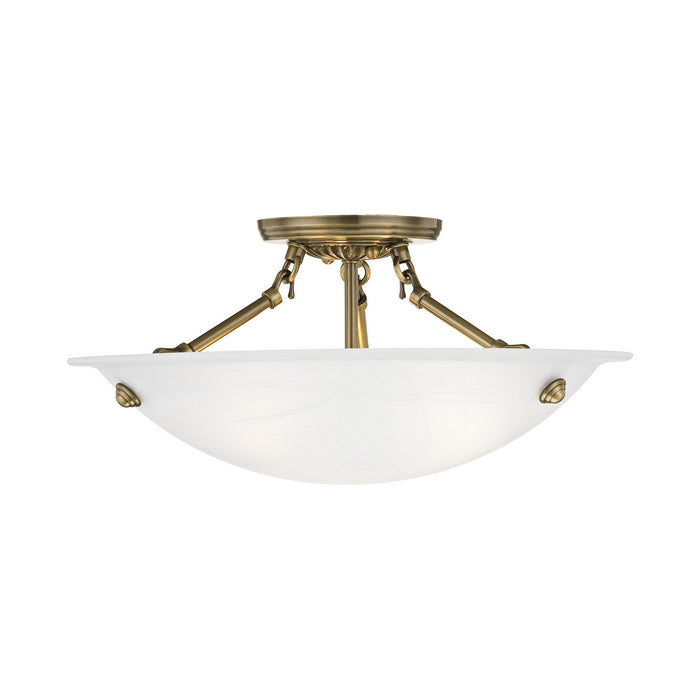 Livex Lighting 4273-01 Three Light Ceiling Mount, Antique Brass