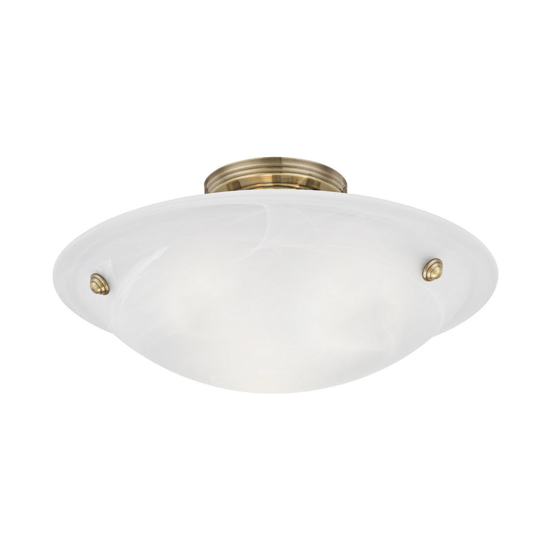 Livex Lighting 4273-01 Three Light Ceiling Mount, Antique Brass