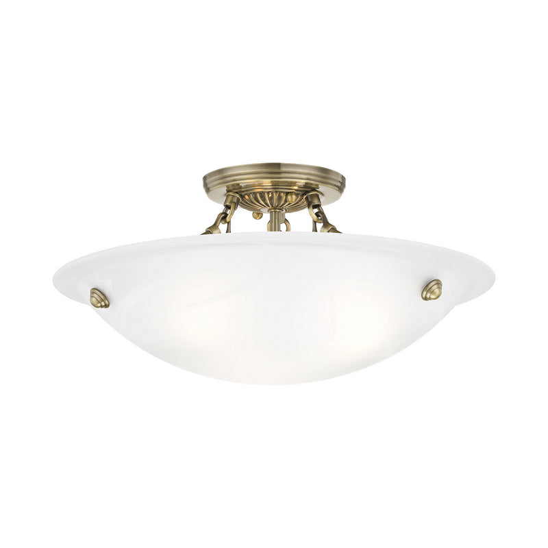 Livex Lighting 4273-01 Three Light Ceiling Mount, Antique Brass