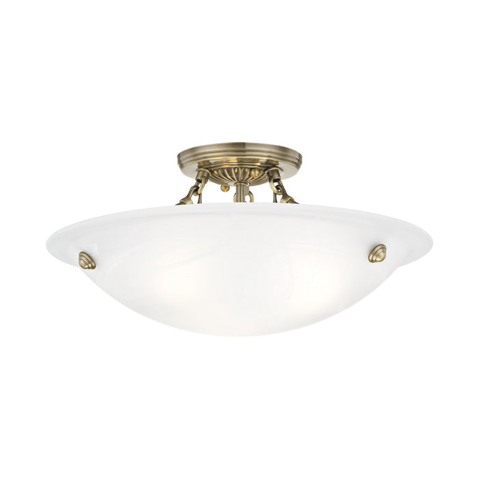 Livex Lighting 4273-01 Three Light Ceiling Mount, Antique Brass