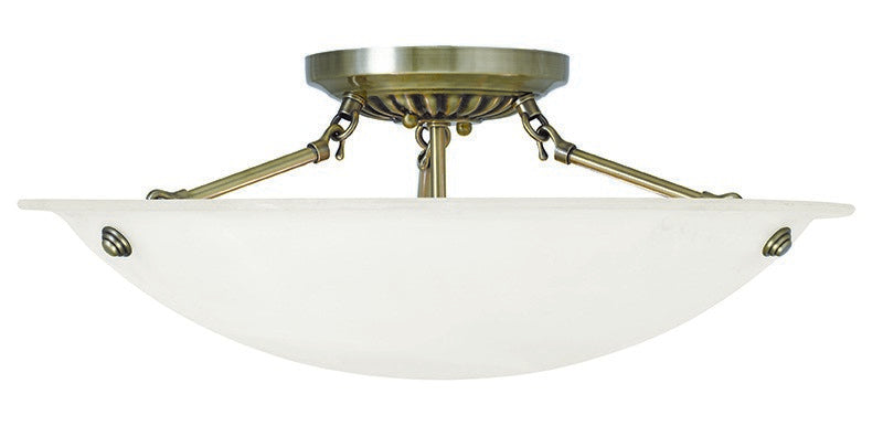Livex Lighting 4274-01 Three Light Ceiling Mount, Antique Brass