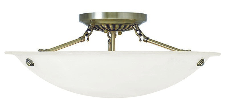 Livex Lighting 4274-01 Three Light Ceiling Mount, Antique Brass