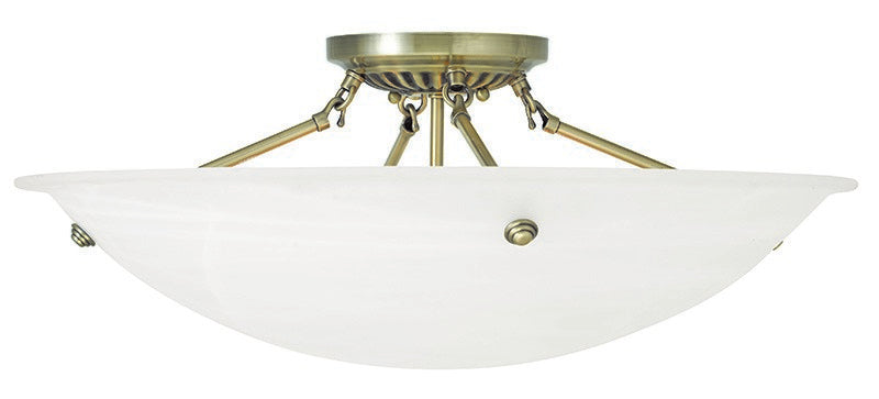 Livex Lighting 4275-01 Four Light Ceiling Mount, Antique Brass