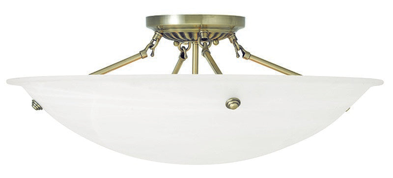 Livex Lighting 4275-01 Four Light Ceiling Mount, Antique Brass