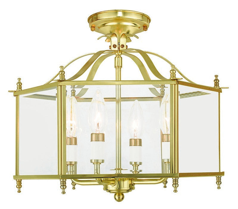 Livex Lighting 4398-02 Four Light Pendant/Ceiling Mount, Polished Brass