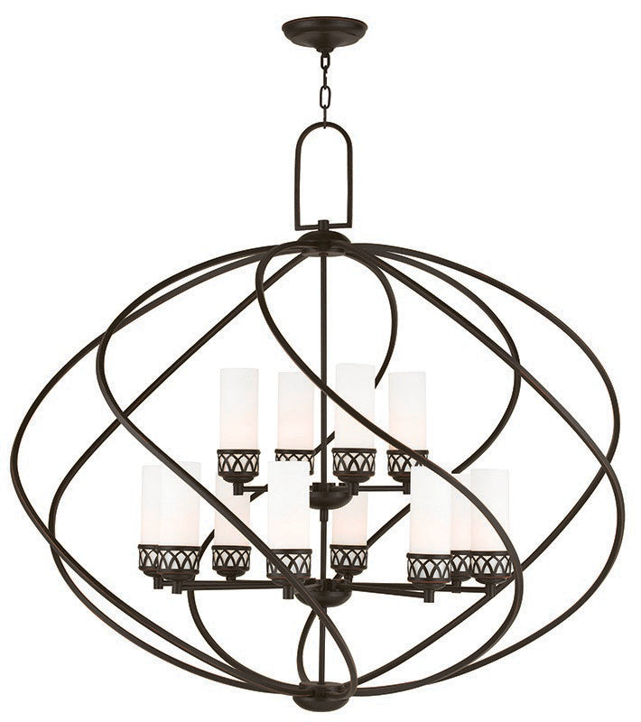 Livex Lighting 47199-67 12 Light Foyer Chandelier, Hand Applied Olde Bronze