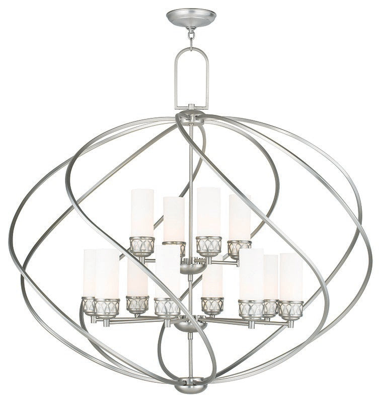 Livex Lighting 47199-91 12 Light Foyer Chandelier, Brushed Nickel