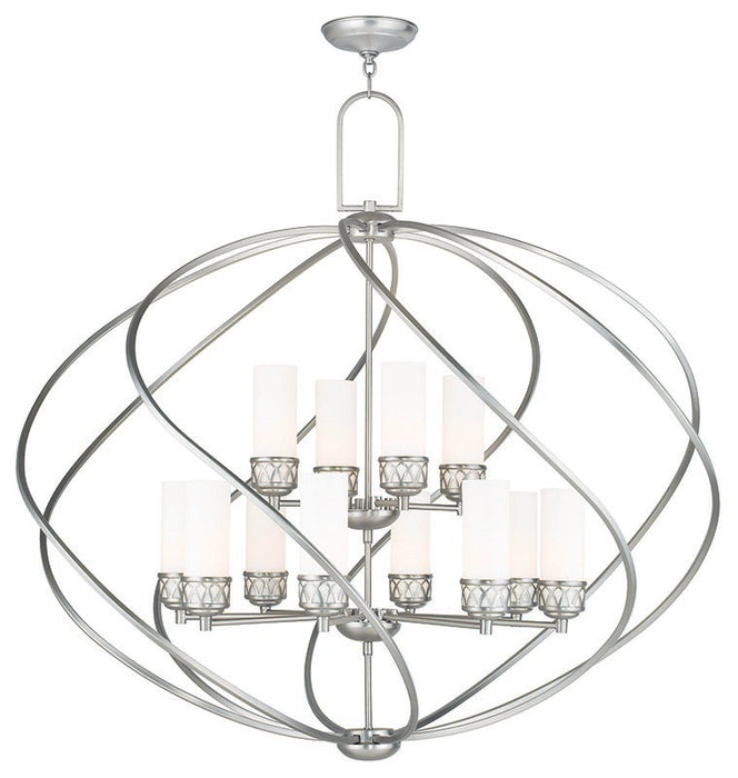 Livex Lighting 47199-91 12 Light Foyer Chandelier, Brushed Nickel