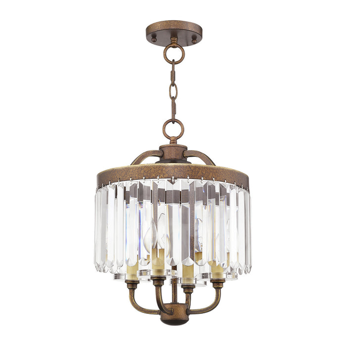 Livex Lighting 50543-64 Four Light Mini Chandelier/Ceiling Mount, Hand Applied Palacial Bronze