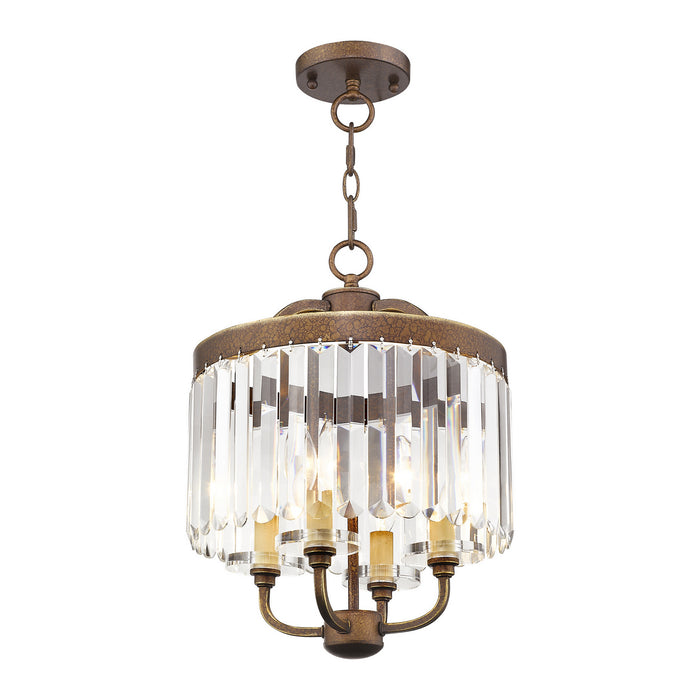 Livex Lighting 50543-64 Four Light Mini Chandelier/Ceiling Mount, Hand Applied Palacial Bronze