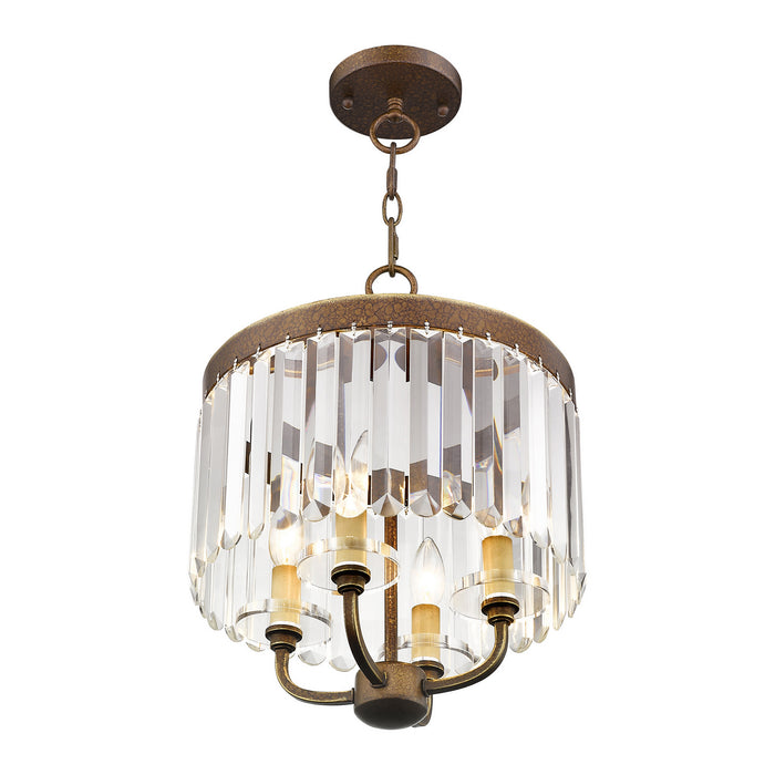Livex Lighting 50543-64 Four Light Mini Chandelier/Ceiling Mount, Hand Applied Palacial Bronze