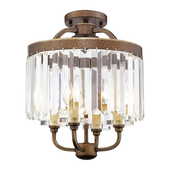 Livex Lighting 50543-64 Four Light Mini Chandelier/Ceiling Mount, Hand Applied Palacial Bronze