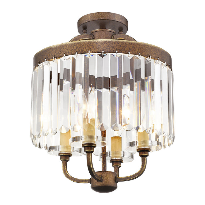 Livex Lighting 50543-64 Four Light Mini Chandelier/Ceiling Mount, Hand Applied Palacial Bronze