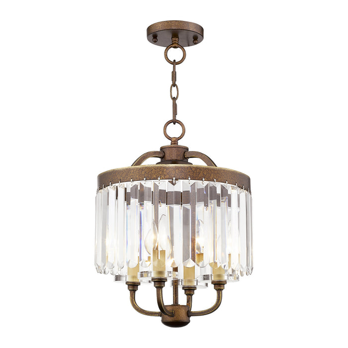 Livex Lighting 50543-64 Four Light Mini Chandelier/Ceiling Mount, Hand Applied Palacial Bronze