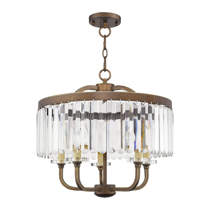 Livex Lighting 50545-64 Five Light Chandelier/Ceiling Mount, Hand Applied Palacial Bronze