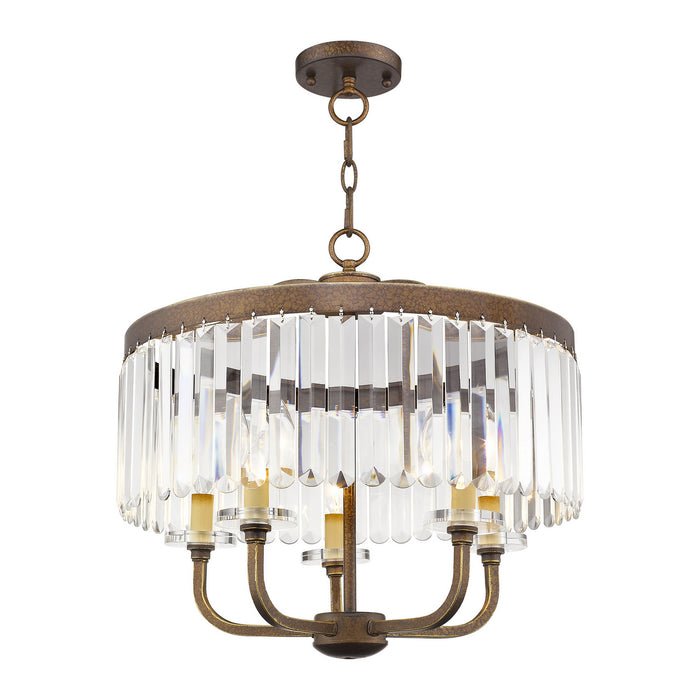 Livex Lighting 50545-64 Five Light Chandelier/Ceiling Mount, Hand Applied Palacial Bronze