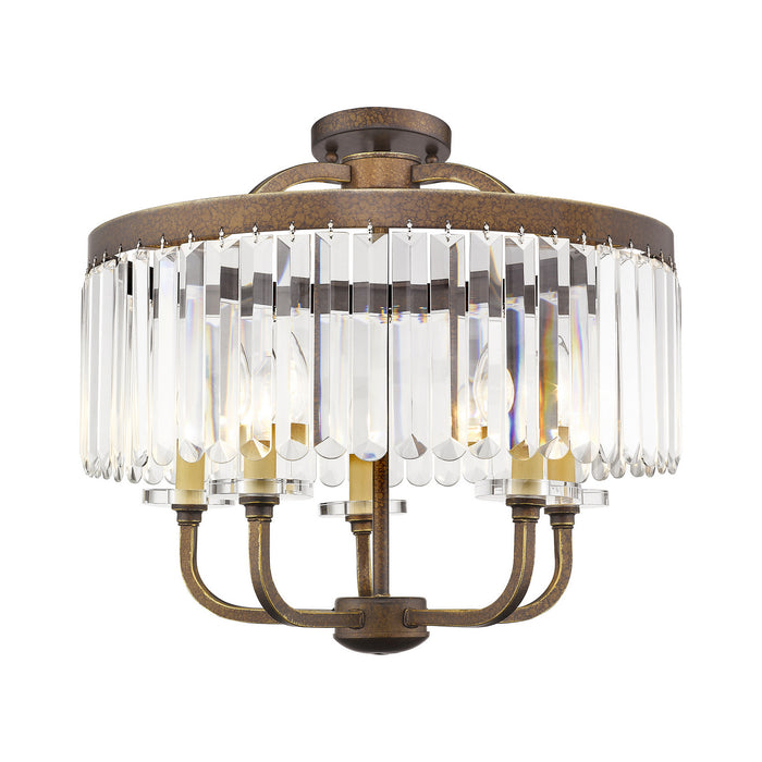 Livex Lighting 50545-64 Five Light Chandelier/Ceiling Mount, Hand Applied Palacial Bronze