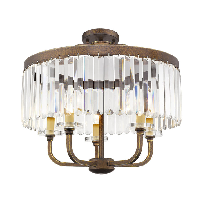 Livex Lighting 50545-64 Five Light Chandelier/Ceiling Mount, Hand Applied Palacial Bronze