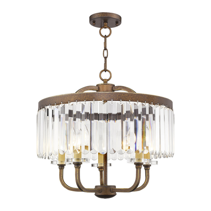 Livex Lighting 50545-64 Five Light Chandelier/Ceiling Mount, Hand Applied Palacial Bronze