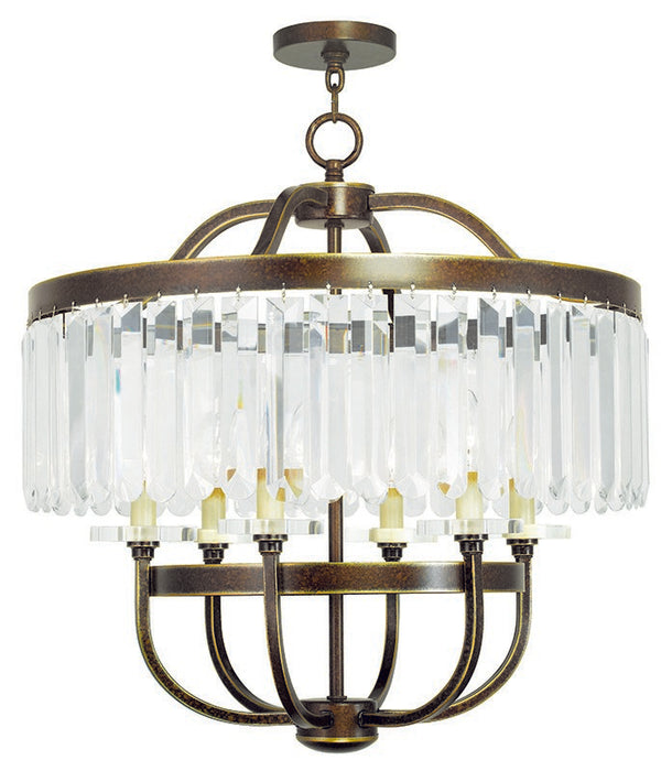 Livex Lighting 50546-64 Six Light Chandelier, Hand Applied Palacial Bronze