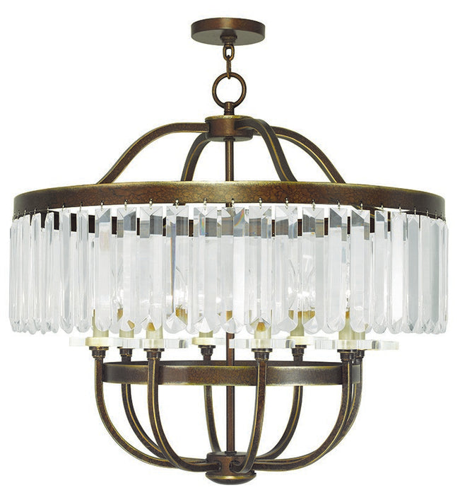 Livex Lighting 50548-64 Eight Light Chandelier, Hand Applied Palacial Bronze