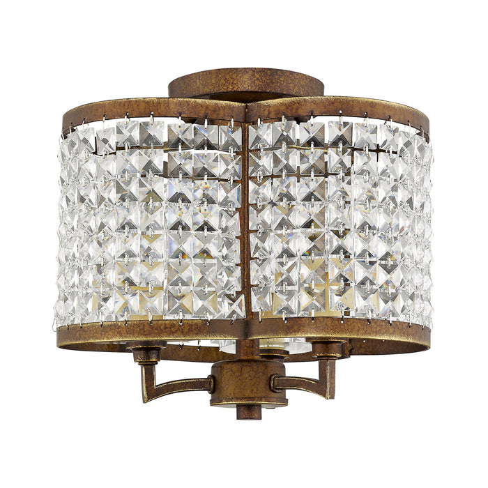 Livex Lighting 50573-64 Three Light Ceiling Mount, Hand Applied Palacial Bronze