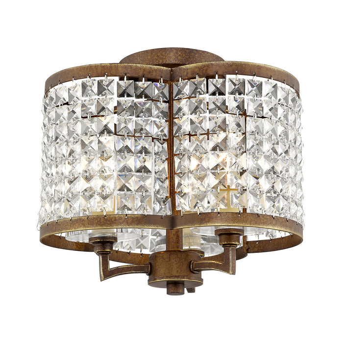 Livex Lighting 50573-64 Three Light Ceiling Mount, Hand Applied Palacial Bronze