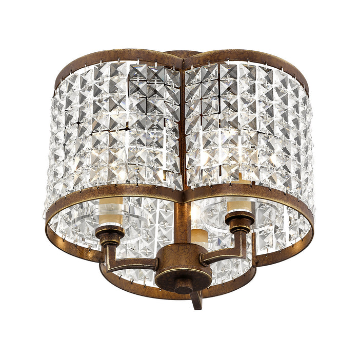 Livex Lighting 50573-64 Three Light Ceiling Mount, Hand Applied Palacial Bronze