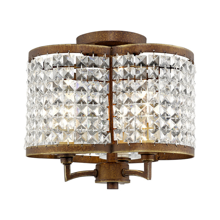 Livex Lighting 50573-64 Three Light Ceiling Mount, Hand Applied Palacial Bronze