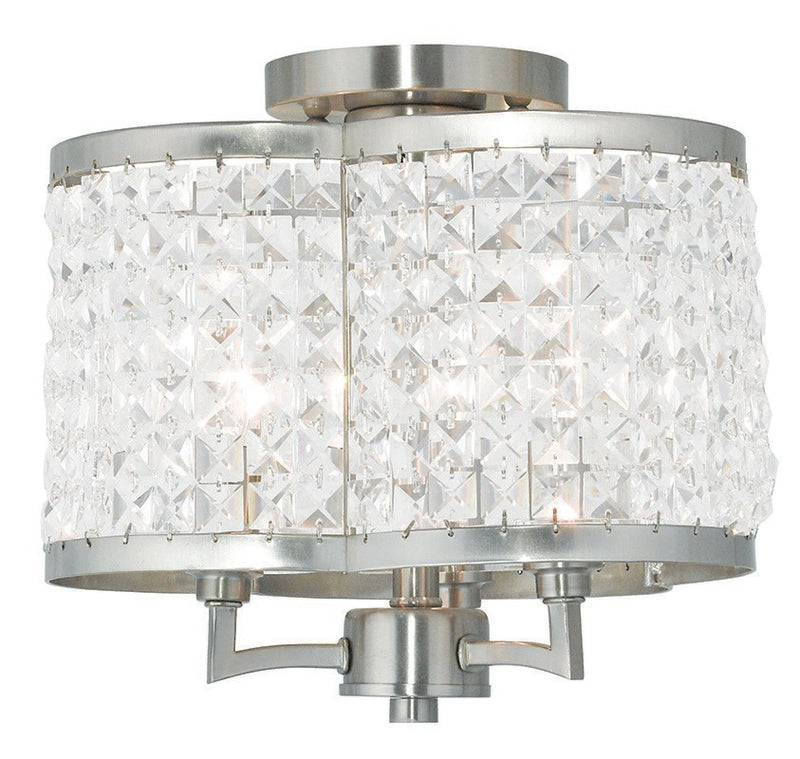 Livex Lighting 50573-91 Three Light Ceiling Mount, Brushed Nickel