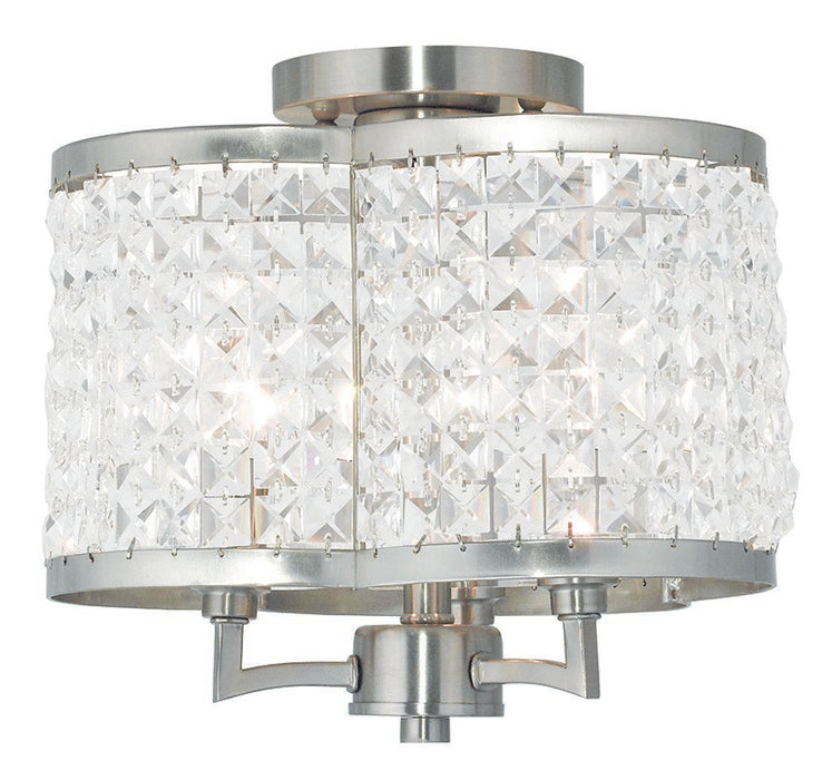 Livex Lighting 50573-91 Three Light Ceiling Mount, Brushed Nickel