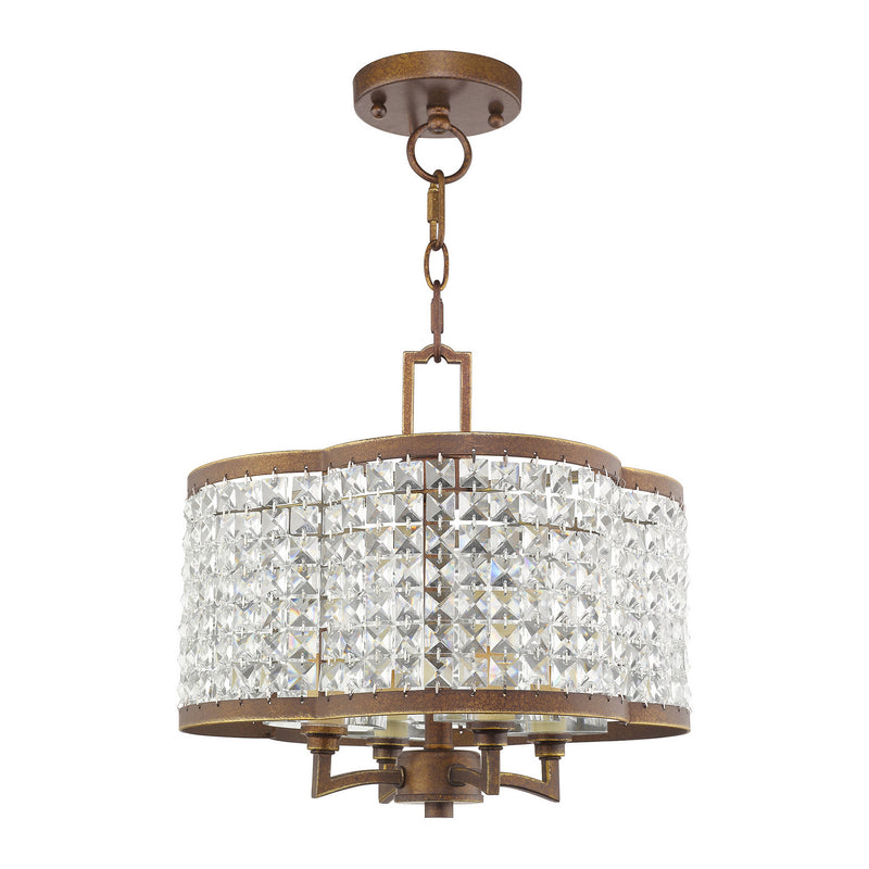 Livex Lighting 50574-64 Four Light Mini Chandelier/Ceiling Mount, Hand Applied Palacial Bronze