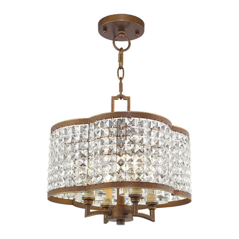 Livex Lighting 50574-64 Four Light Mini Chandelier/Ceiling Mount, Hand Applied Palacial Bronze