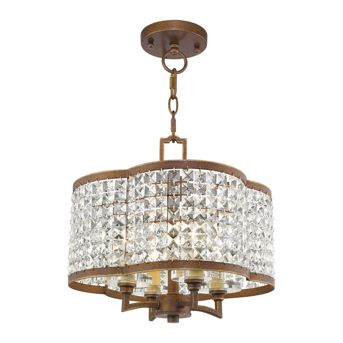 Livex Lighting 50574-64 Four Light Mini Chandelier/Ceiling Mount, Hand Applied Palacial Bronze