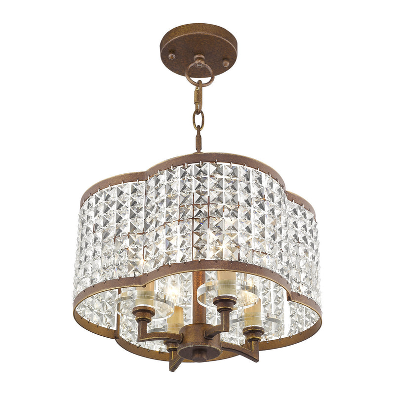 Livex Lighting 50574-64 Four Light Mini Chandelier/Ceiling Mount, Hand Applied Palacial Bronze