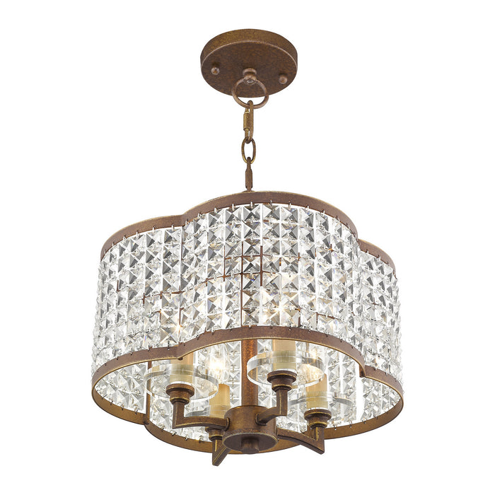 Livex Lighting 50574-64 Four Light Mini Chandelier/Ceiling Mount, Hand Applied Palacial Bronze