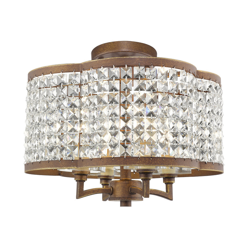 Livex Lighting 50574-64 Four Light Mini Chandelier/Ceiling Mount, Hand Applied Palacial Bronze