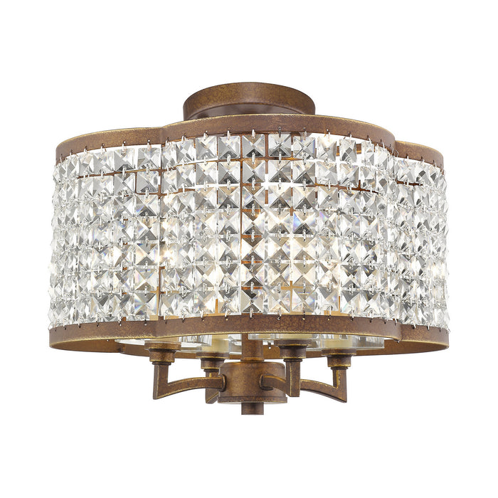 Livex Lighting 50574-64 Four Light Mini Chandelier/Ceiling Mount, Hand Applied Palacial Bronze
