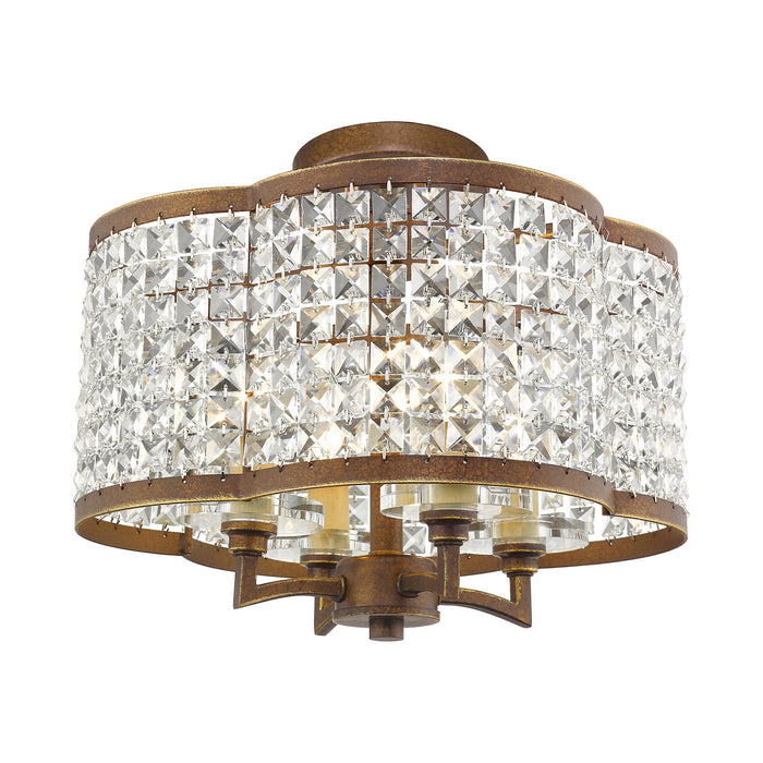 Livex Lighting 50574-64 Four Light Mini Chandelier/Ceiling Mount, Hand Applied Palacial Bronze