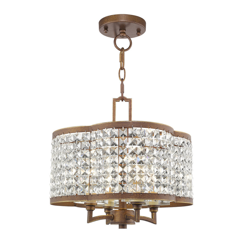 Livex Lighting 50574-64 Four Light Mini Chandelier/Ceiling Mount, Hand Applied Palacial Bronze