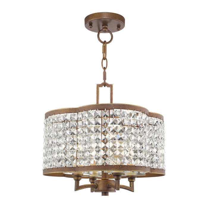 Livex Lighting 50574-64 Four Light Mini Chandelier/Ceiling Mount, Hand Applied Palacial Bronze