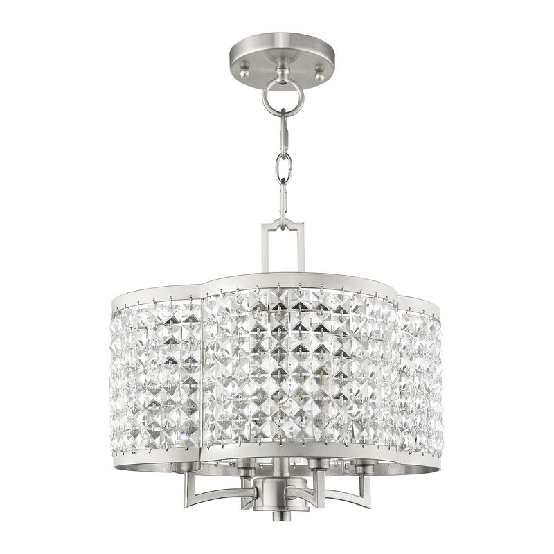 Livex Lighting 50574-91 Four Light Mini Chandelier/Ceiling Mount, Brushed Nickel